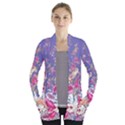 Purple Floral Open Front Pocket Cardigan View1