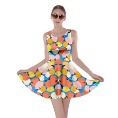 Colorful Lemon Red Pattern With Strawberries Graphic Stylized Drawing Skater Dress