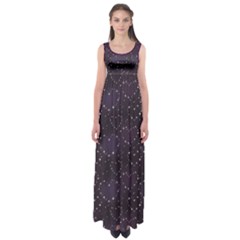 Blue Pattern Star Heart In Night Sky Empire Waist Maxi Dress