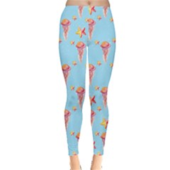 Jellyfish Planet Red Watercolor Dolphins Pattern Leggings