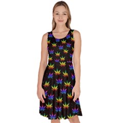 Colorful Cannabis Black Marijuana Badges With Marijuana Leaves Knee Length Skater Dress With Pockets by CoolDesigns