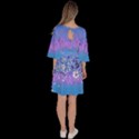 Blossom Deep Sky Blue Japanese Style Cherry Blossom Velour Kimono Dress View4