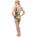 Tie Dye Colorful Yellow Cross Front Low Back Swimsuit View2