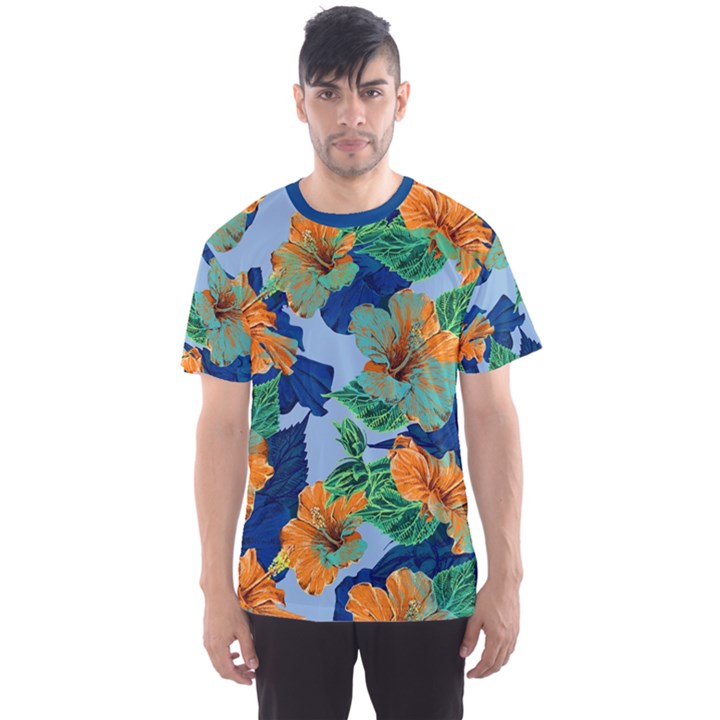 Blue Orange Floral  Men s Sport Mesh Tee