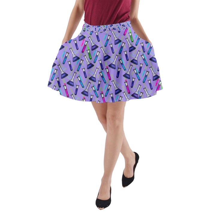 Science Lab Flask Pattern Medium Purple A-Line Pocket Skirt