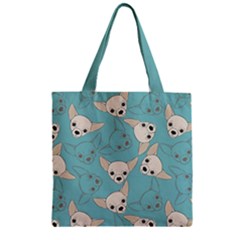 Light Blue Chiwawa Chihuahua Pet Zipper Grocery Tote Bag