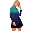 Gradient Aqua Blue Shinny Glitter Pattern Long Sleeve Velour Longline Dress View3