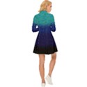 Gradient Aqua Blue Shinny Glitter Pattern Long Sleeve Velour Longline Dress View4