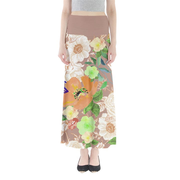 Mocha Floral Maxi Skirt