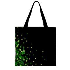 Shamrock Black Lucky Clover Leaves Zipper Grocery Tote Bag