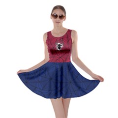 Spider Web Red Halloween Black Skater Dress