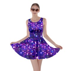 Bright Purple Shine Christmas Lights Double Sided Skater Dress by CoolDesigns