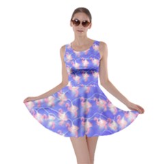 Flamingos Lights Blue Violet Skater Dress by CoolDesigns