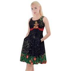 Dark Sparkle Print Stars Ginger Man Knee Length Skater Dress With Pockets by CoolDesigns