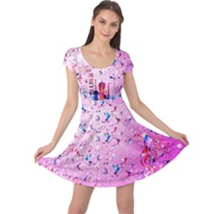 Musical Birds Violet Music Note Double Sided Cap Sleeve Dress