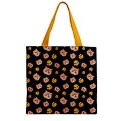 Dark & Yellow Kitty Cat Face Pet Zipper Grocery Tote Bag