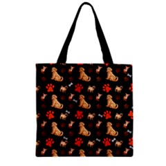 Black & Brown Dog Bones Zipper Grocery Tote Bag by CoolDesigns