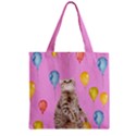 Balloon Cat Orchid Zipper Grocery Tote Bag View1