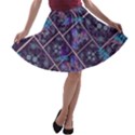 Forest Leopard Purple Tiles Print A-line Skater Skirt View1