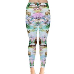 Woodland Animals Deer Colorful Stretch Leggings by CoolDesigns