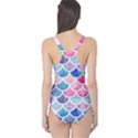 Pink & Blue Fish Scale Print One Piece Swimsuit View2