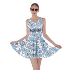 Light Blue Pattern Doddle Kawaii Skater Dress by CoolDesigns