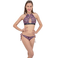 Aztec Violet Cross Front Halter Bikini Set
