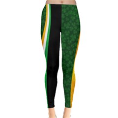 Irish Clover Lucky Swirl Black Leggings 