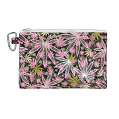 Gray Light Pink Cannabis Marijuana Canvas Cosmetic Bag