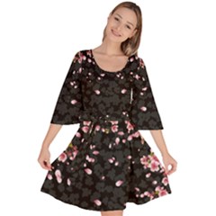 Crane Black & Gray Cherry Blossom Velour Kimono Dress