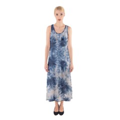 Dull Blue Tie Dye Sleeveless Maxi Dress