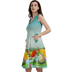 Turquoise Frog Insect Sleeveless V-neck Skater Dress by CoolDesigns
