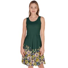 Beautiful Anemone Flower Dark Green Garden Knee Length Skater Dress With Pockets by CoolDesigns