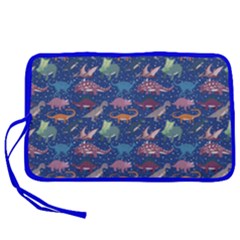 Steel Blue Dinosaur Stylish Pen Storage Case