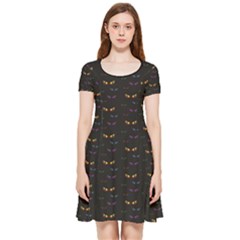 Hearts Black Halloween Ghost Eyes Inside Out Cap Sleeve Dress by CoolDesigns