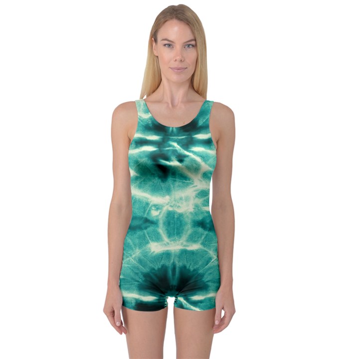 Turquoise Tie Dye 2 One Piece Boyleg Swimsuit