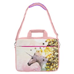 Pink Unicorn & Stars Print 16  Shoulder Laptop Bag by CoolDesigns