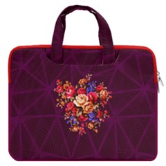 Dark Magenta Vintage Floral Design Carrying Handbag 16  Double Pocket Laptop Bag 