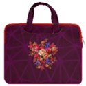 Dark Magenta Vintage Floral Design Carrying Handbag 16  Double Pocket Laptop Bag  View1