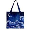 Dark Blue Whale Waves Print Zipper Grocery Tote Bag View2