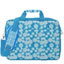 Deep Sky Blue Floral Pattern 16  Shoulder Laptop Bag View3