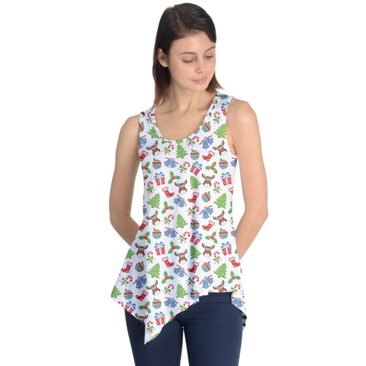 Colorful Christmas Pattern Sleeveless Tunic Top