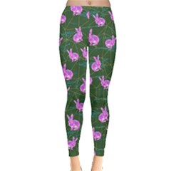 Geometric Bunny Silhouette Green Leggings 