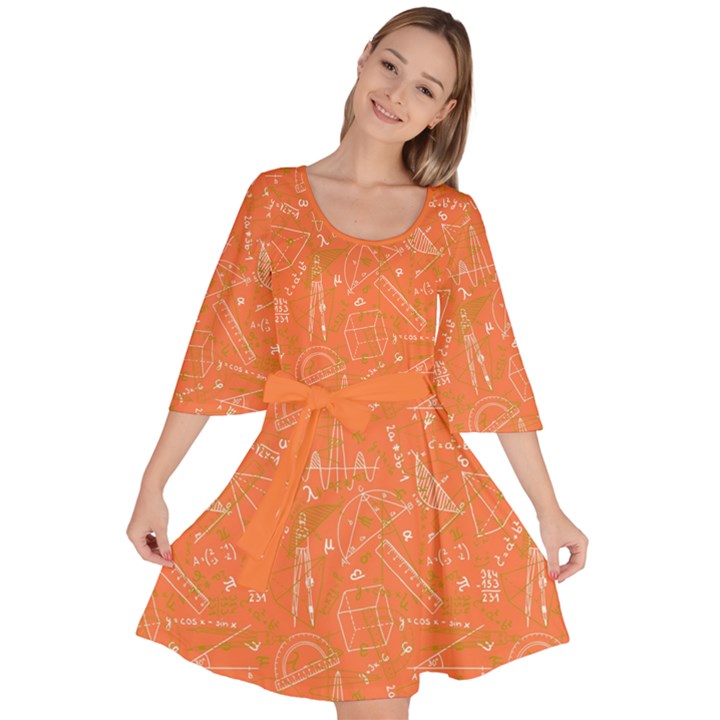 Math Prisms Orange Velour Kimono Dress