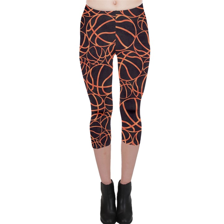 Basketball Orange Dark Capri Leggings 