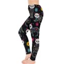 Black & Colorful Skeleton Cute Kitty Cat Prints Leggings  View3