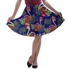 Flamingo Summer Tropical Purple A-line Skater Skirt by CoolDesigns