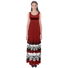 Red Black Skull  Empire Waist Maxi Dress