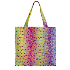 Fun Shamrock Colorful Yellow Print Zipper Grocery Tote Bag by CoolDesigns