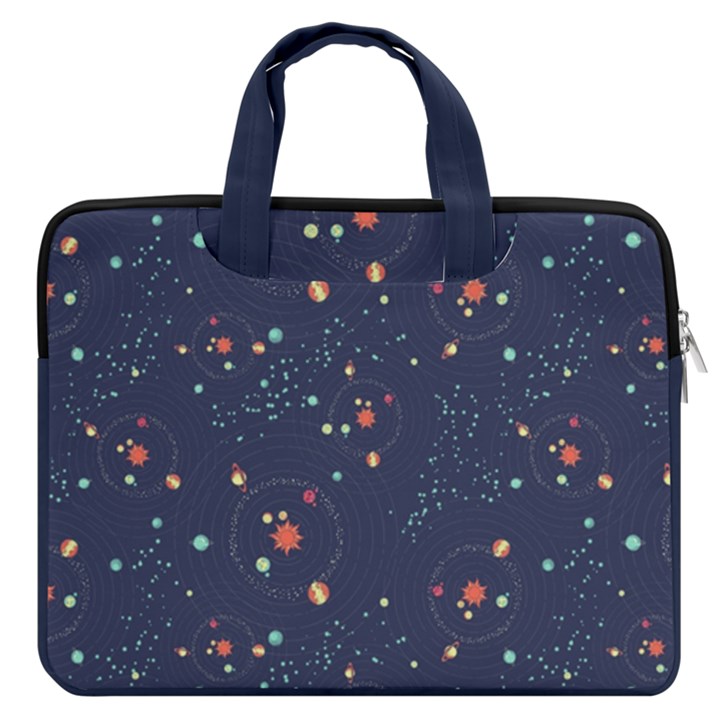 Space Stars Dark Slate Blue Nebula Double Pocket 16  Laptop Bag